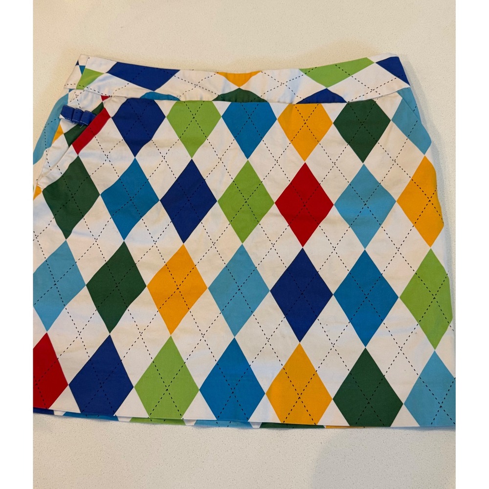 Royal & Awesome Womens Argyle Golf Skort Multi Color Diamond Print Size 10
